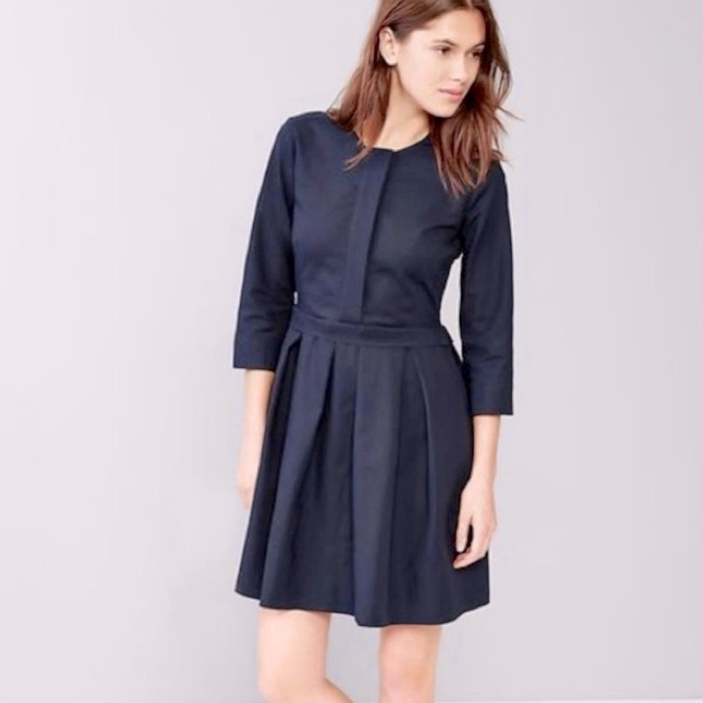 GAP Navy Blue Pleated Yoke Polka Dot Uniform Dress